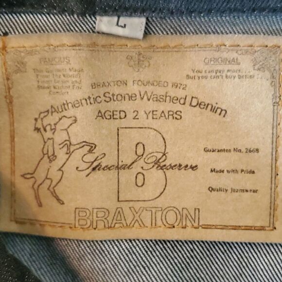 Vintage Braxton Special Reserve Dark Sonewashed Denim Jacket Size L - Picture 7 of 7